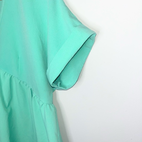 Mint Green V-Neck Babydoll Dress - Picture 2 of 3